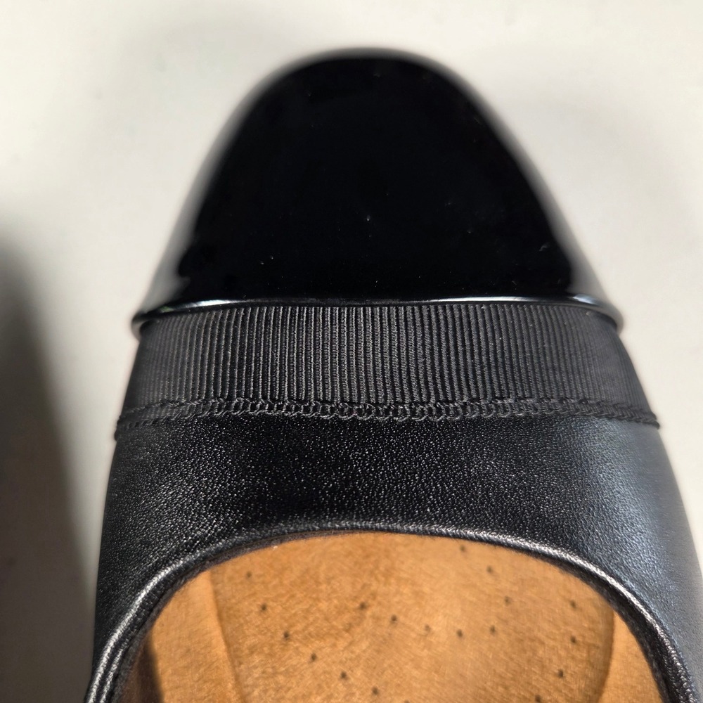 Clarks Collection Black Leather Cap Toe Pump Ultimate Comfort Blk Heel 7.5M NWOB - Picture 4 of 9